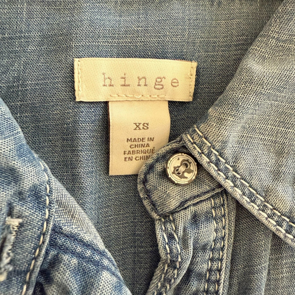 Hinge Romper Shorts Jumpsuit XSmall Blue Jean Denim Western Coastal Cowboy - Picture 4 of 8